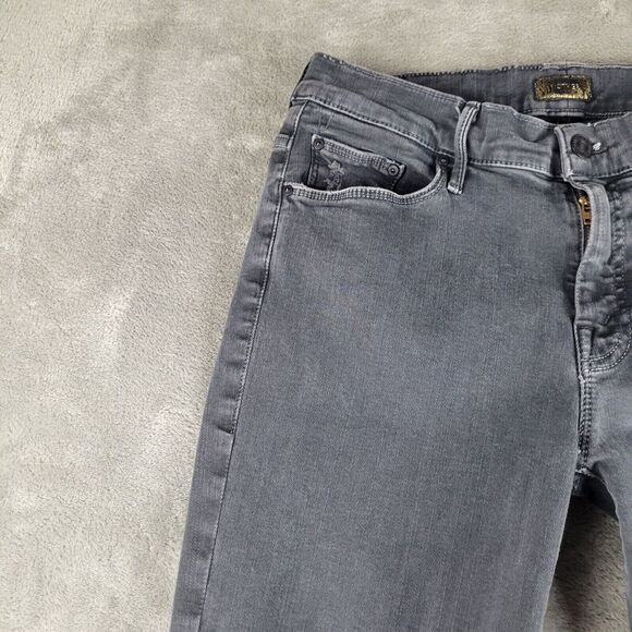 Mother Jeans Women's 30 Faded Black Denim Fray The Weekender Flare Legs Y2K 90s - Picture 7 of 16